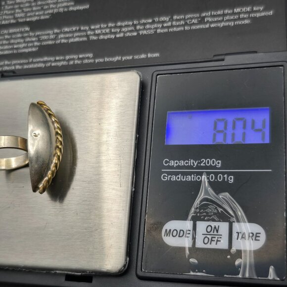 VTG Taxco Sterling Silver Marquise Dome Ring Size 6 TM-156 Rope Accent 8.04g - Picture 14 of 14